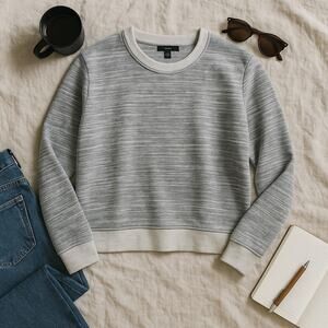 J Crew Boxy Fit High Low Sweatshirt Gray Space Dye Tencel Blend Womens XXS 2XS